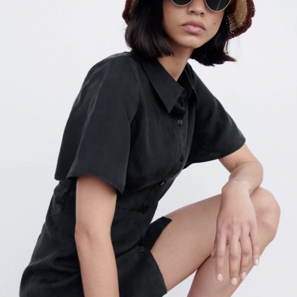 Zara Flowy Mini Dress in Black - Picture 9 of 11